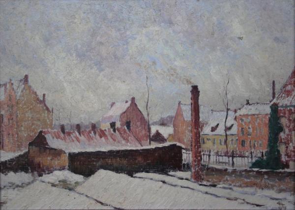 Snow In Bruges (sketch) by Georges Emile Lebacq