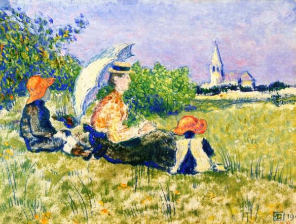 Georges Lemmen Madame Georges Lemen And Her Children, Pierre And Jacques