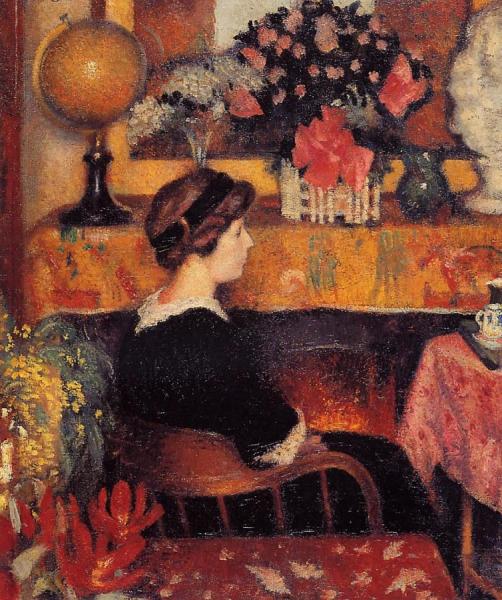 Madame Lemmen In A Flowery Interior by Georges Lemmen