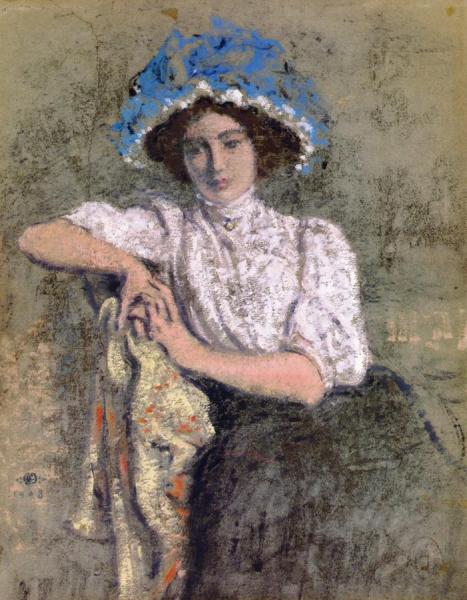 Seated Girl In A Blue Hat by Georges Lemmen
