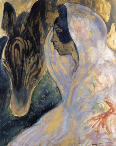 Woman With A Horse by Georges Manzana Pissarro