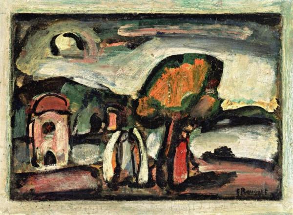Biblical Landscape With Three Figures by Georges Rouault