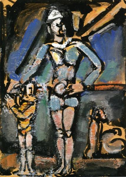 Clown And Child With Dog by Georges Rouault