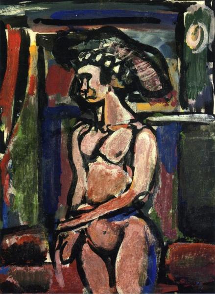 Girl In A Large Hat by Georges Rouault