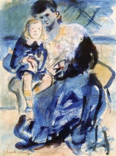 Madame Baigniers And Her Son by Georges Rouault
