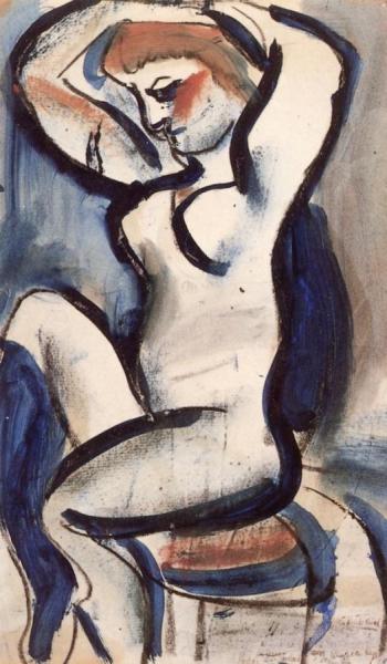 Nude In Blue Stockings by Georges Rouault