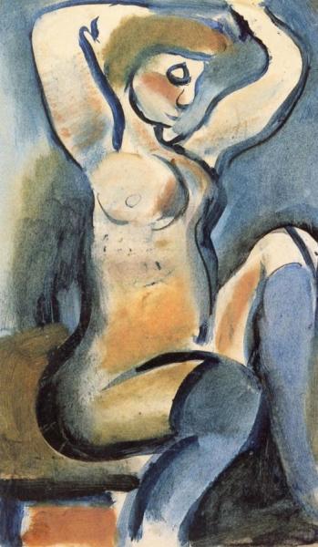 Nude In Blue Stockings by Georges Rouault