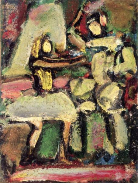 Pierrot And A Dancer by Georges Rouault