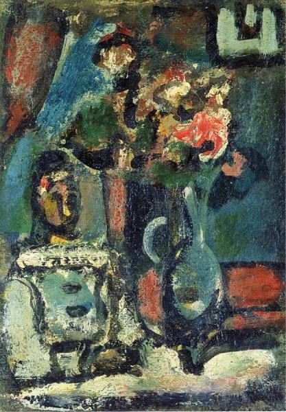 Pierrot With Bouquet by Georges Rouault