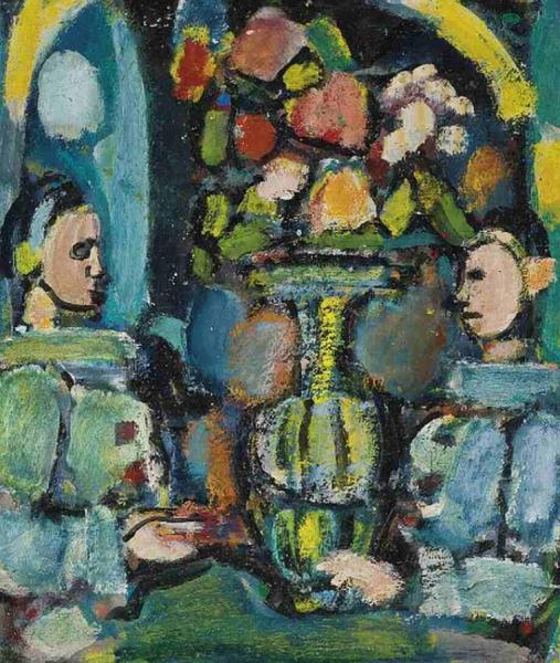 Pierrots With A Bouquet by Georges Rouault