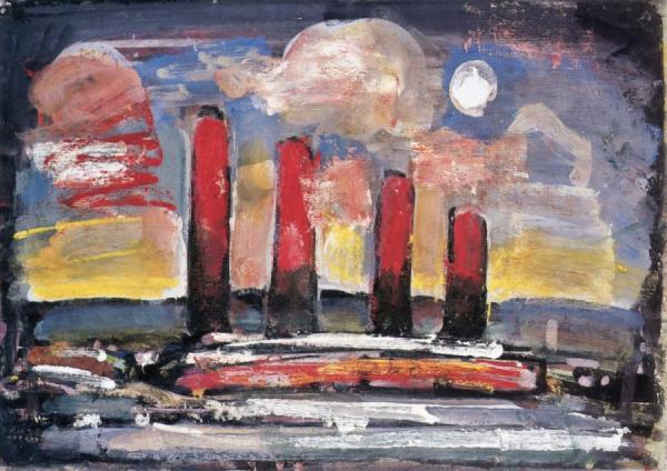 Small Suburb With Four Chimneys by Georges Rouault Oil Painting Reproductions
