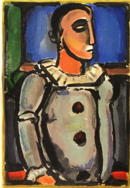 The Shooting Star Circus: Pierrot by Georges Rouault Oil Painting Reproductions