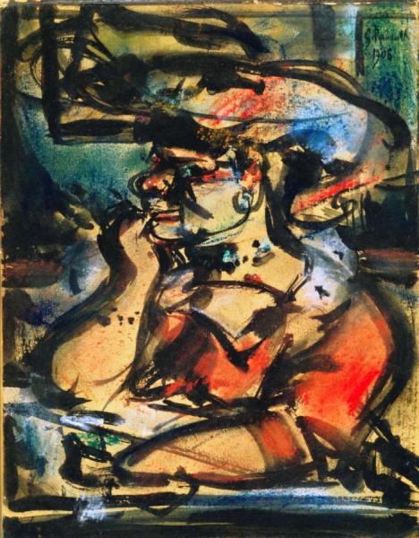 Whore Leaning On Elbows by Georges Rouault Oil Painting Reproductions