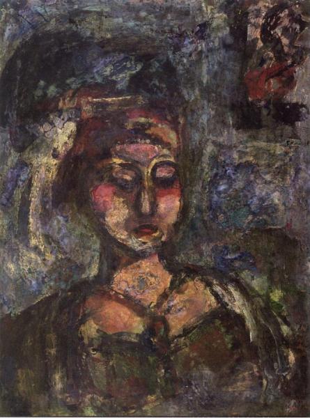 Woman In A Plumed Hat by Georges Rouault