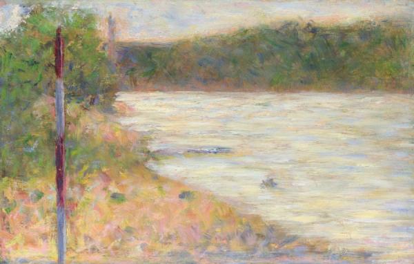 A River Bank, The Seine At Asnieres by Georges Seurat
