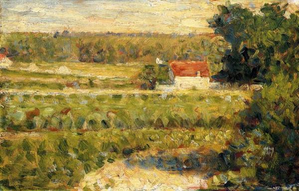 House With Red Roof by Georges Seurat