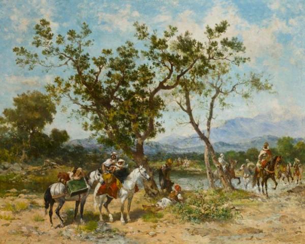 Arab Soldiers At An Oasis by Georges Washington