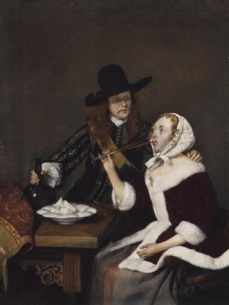 A Gentleman Pressing A Lady To Drink by Gerard Ter Borch The Younger