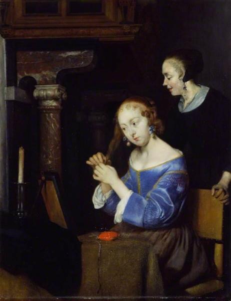 A Lady Dressing Her Hair by Gerard Ter Borch The Younger