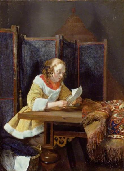 Gerard Ter Borch The Younger A Lady Reading A Letter