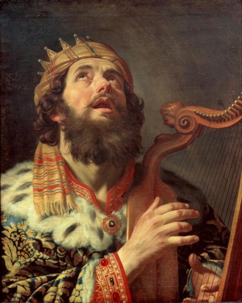 King David Playing The Harp by Gerard Van Honthorst