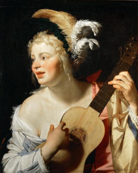 Woman Playing The Guitar(1624) by Gerard Van Honthorst