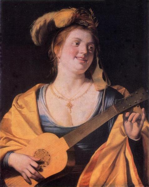 Woman With Guitar(1631) by Gerard Van Honthorst