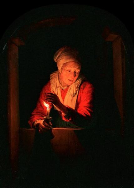Old Woman With A Candle by Gerrit Dou