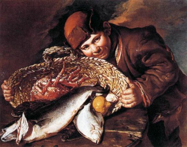 Boy With A Basket Of Fish by Giacomo Ceruti