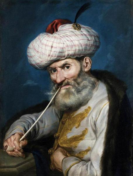 Portrait Of A Smoking Man In Oriental Habit by Giacomo Ceruti