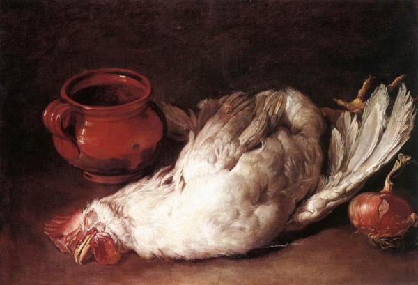 Still-life With Hen, Onion And Pot by Giacomo Ceruti