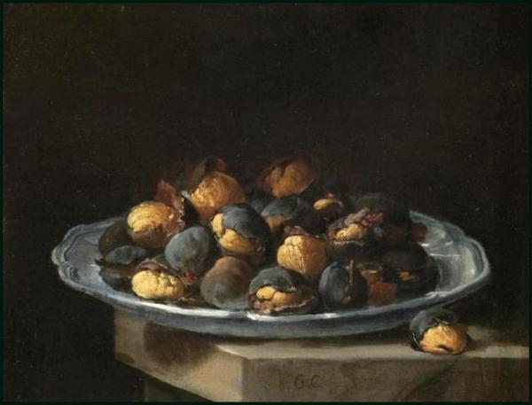 Still Life With Roasted Chestnuts by Giacomo Ceruti