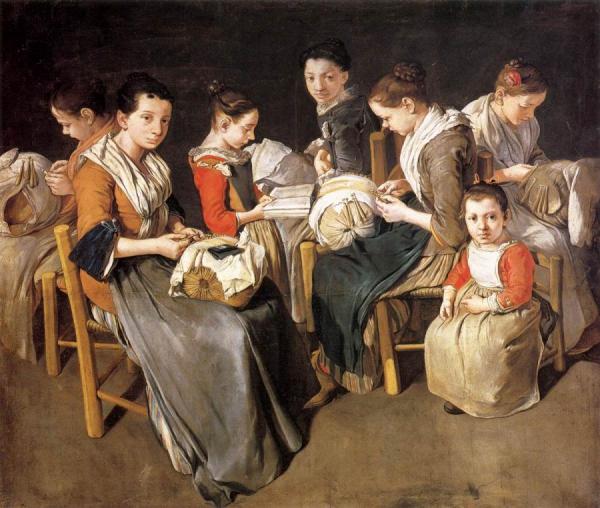 Women Working On Pillow Lace by Giacomo Ceruti
