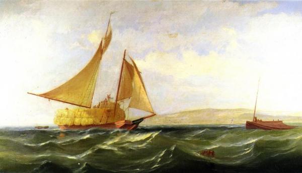 Hay Scow On San Francisco Bay by Gideon Jacques Denny