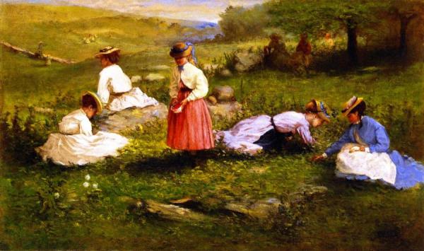 Young Girls Picking Flowers by Gilberg Burling