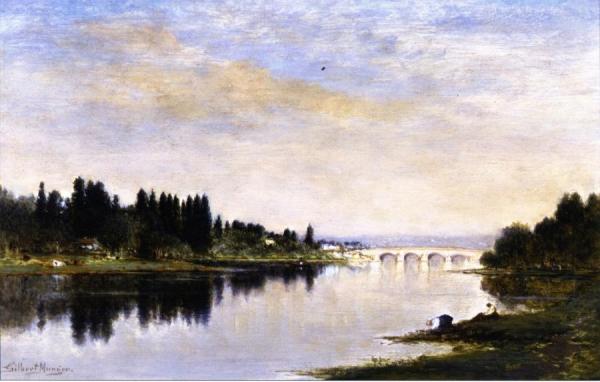 On The River Near Bougival, France by Gilbert Munger Oil Painting Reproductions