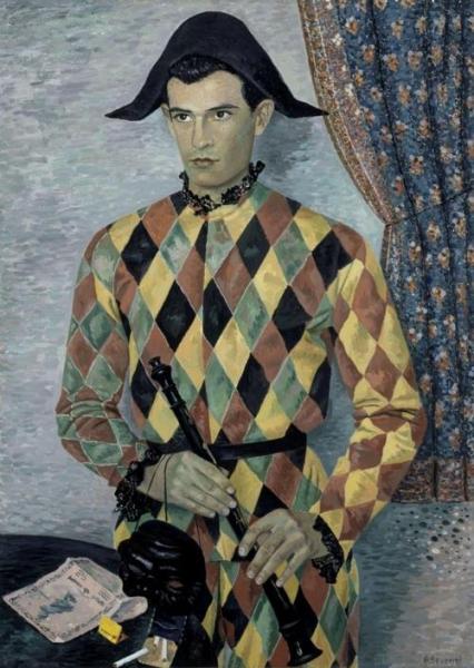 Arlequin. Portrait De Nino Franchina by Gino Severini Oil Painting Reproductions