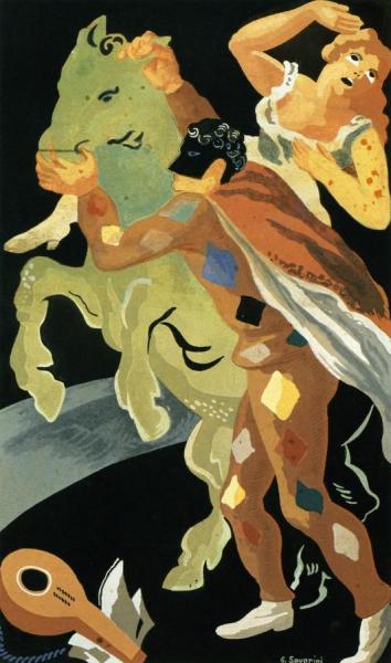 Harlequin And His Love by Gino Severini Oil Painting Reproductions