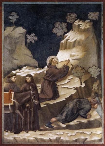 Legend Of St Francis: 14. Miracle Of The Spring (upper Church, San Francesco, Assisi) by Giotto Di Bondone