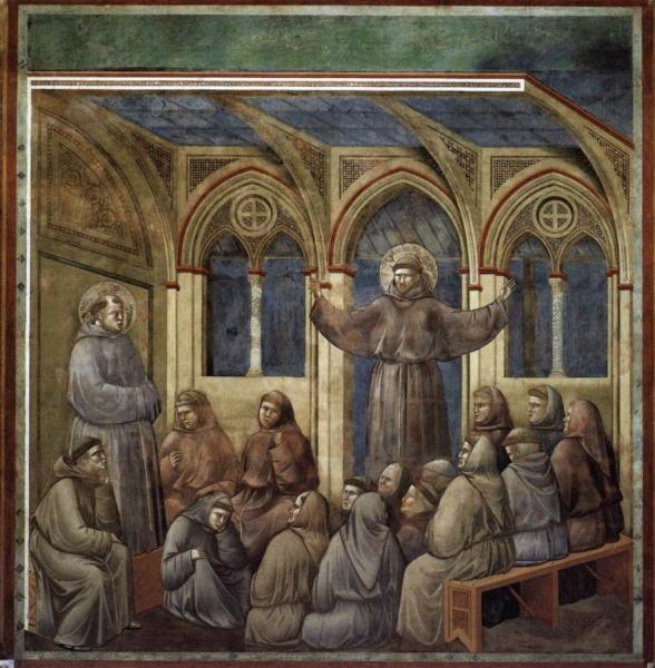 Legend Of St Francis: 18. Apparition At Arles (upper Church, San Francesco, Assisi) by Giotto Di Bondone Oil Painting Reproductions