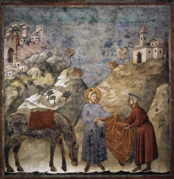 Legend Of St Francis: 2. St Francis Giving His Mantle To A Poor Man (upper Church, San Francesco, Assisi) by Giotto Di Bondone