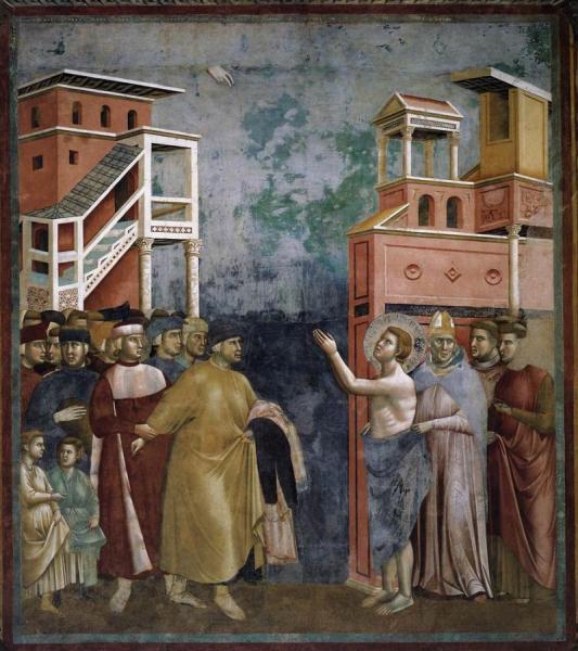 Legend Of St Francis: 5. Renunciation Of Wordly Goods (upper Church, San Francesco, Assisi) by Giotto Di Bondone