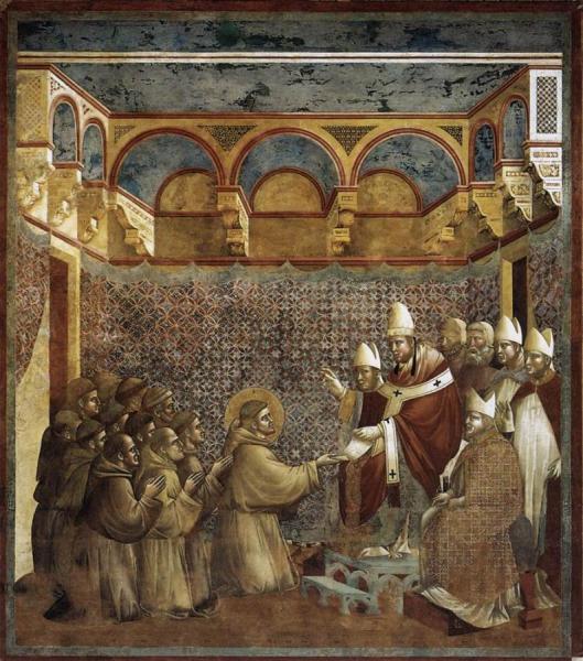 Legend Of St Francis: 7. Confirmation Of The Rule (upper Church, San Francesco, Assisi) by Giotto Di Bondone