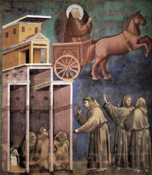 Legend Of St Francis: 8. Vision Of The Flaming Chariot (upper Church, San Francesco, Assisi) by Giotto Di Bondone