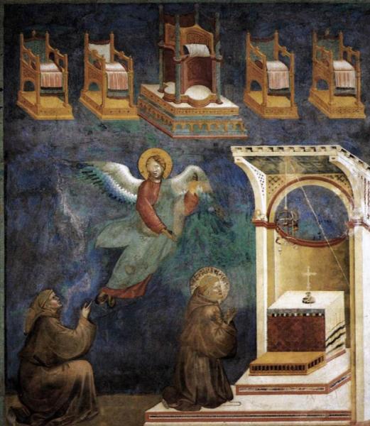 Legend Of St Francis: 9. Vision Of The Thrones (upper Church, San Francesco, Assisi) by Giotto Di Bondone
