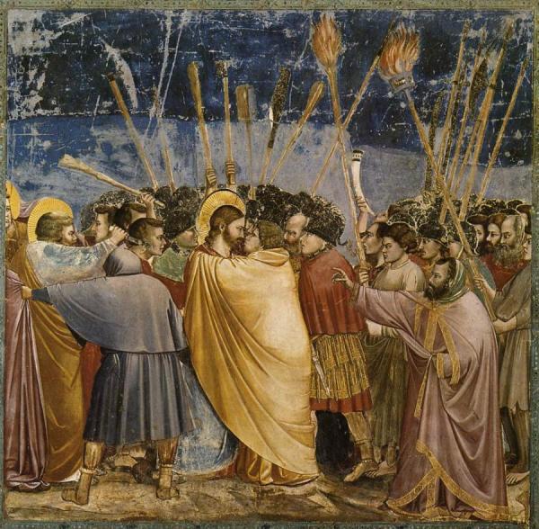 Scenes From The Life Of Christ: 15. The Arrest Of Christ (kiss Of Judas) (cappella Scrovegni (arena Chapel), Padua) by Giotto Di Bondone