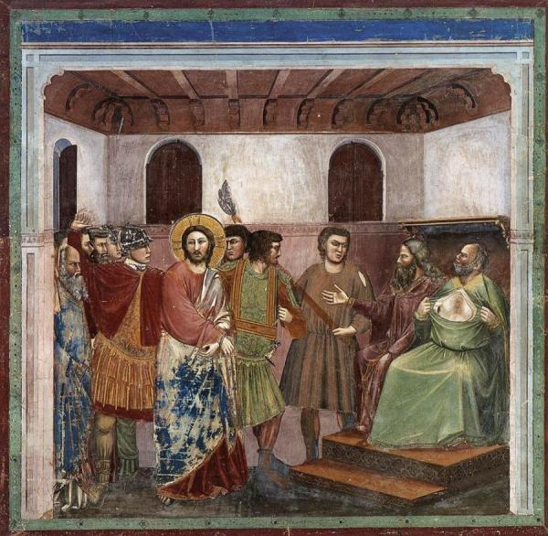 Scenes From The Life Of Christ: 16. Christ Before Caiaphas (cappella Scrovegni (arena Chapel), Padua) by Giotto Di Bondone Oil Painting Reproductions