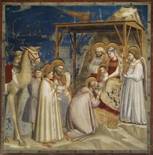 Scenes From The Life Of Christ: 2. Adoration Of The Magi (cappella Scrovegni (arena Chapel), Padua) by Giotto Di Bondone