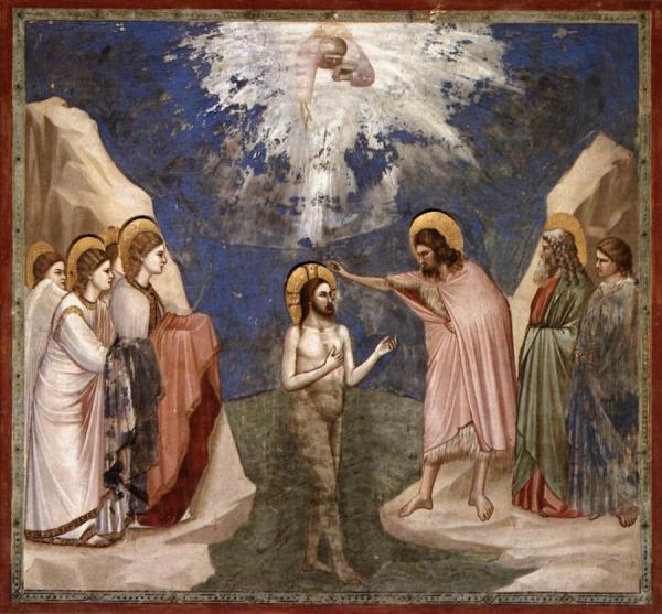 Scenes From The Life Of Christ: 7. Baptism Of Christ (cappella Scrovegni (arena Chapel), Padua) by Giotto Di Bondone