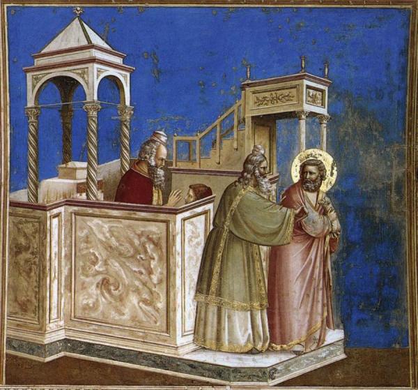 Scenes From The Life Of Joachim: 1. Rejection Of Joachim's Sacrifice (cappella Scrovegni (arena Chapel), Padua) by Giotto Di Bondone